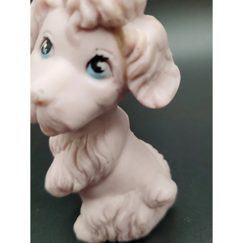 1960s Vintage Kelvin Ceramic Poodle Figurine with Blue Eyes